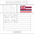 Colour it Kids colouring Page country starting from English Letter `H`Hawaii How to Color Flag