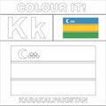 Colour it Kids colouring Page country starting from English Letter `K` Karakalpakistan How to Color Flag