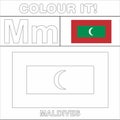 Colour it Kids colouring Page country starting from English Letter `M` Maldives How to Color Flag