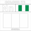 Colour it Kids colouring Page country starting from English Letter `N` Nigeria How to Color Flag