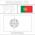 Colour it Kids colouring Page country starting from English Letter `P` Portugal How to Color Flag