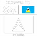 Colour it Kids colouring Page country starting from English Letter `S` St. Lucia How to Color Flag