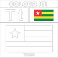 Colour it Kids colouring Page country starting from English Letter `T` Togo How to Color Flag