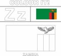 Colour it Kids colouring Page country starting from English Letter `Z` Zambia How to Color Flag