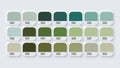 Colour Palette Catalog Samples Green in RGB HEX. Neomorphism Vector