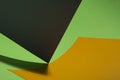 Colour Paper Geometric Shape. Green And Yellow