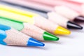 Colour pencil isolated on a white background. Lines of pencils. Education concept. Lots of assorted color pencils. Color palette.