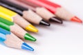 Colour pencil isolated on a white background. Lines of pencils. Education concept. Lots of assorted color pencils. Color palette.