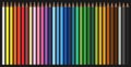 Colour pencils. Set of 33 pencils in different colors isolated o