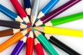 Colour pencils on white background - can use for background Royalty Free Stock Photo
