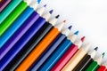 Colour pencils on white background - can use for background Royalty Free Stock Photo