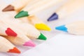 Colour pencils on white background, close up. macro Royalty Free Stock Photo