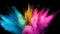 Colour powder splash, rainbow, background paint smoke colour. Powder colour splash, explosion, powder ink explosion, splash, white