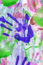 Colour prints of hands. Abstract background. Colored hand prints