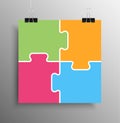 Colour Puzzle Infographic. 4 Puzzle Step Square.
