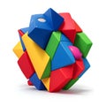 Colour puzzle. Multicoloured geometric figures. The concept of balance. 3D Royalty Free Stock Photo