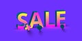 Colour sale 3d sign on purple background.