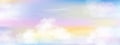 Colour sky with white clouds background Vector mesh of nature pink yeloow and orang sky in Summer or spring Horizon Sunset or