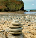 Colour stacking stones on the beach