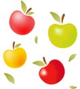 Colour vector apples with leaves.