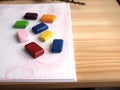 colour wax block crayons drawing waldorf education Royalty Free Stock Photo