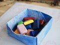 colour wax block crayons drawing waldorf education Royalty Free Stock Photo