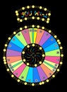 Colour Wheel of Fortune, Game Jackpot on Black Background.