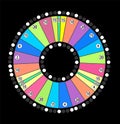 Colour Wheel of Fortune, Game Jackpot on Black Background
