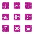 Colouration icons set, grunge style Royalty Free Stock Photo