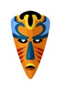 Coloured african ethnic tribal mask on white space