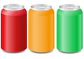 Coloured aluminum cans with soda