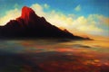 mountain landscape, oil on canvas, sketch art material backdrop, Created using generative Ai Royalty Free Stock Photo