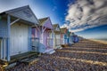 Coloured Beach Huts on the English sea front at Hern Bay in Kent