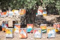 Coloured beehives at Thassos