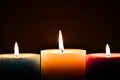 Coloured Candles with Flame Royalty Free Stock Photo