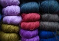 Coloured cashmilon wools in the winter market of a hill station in India