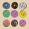 Coloured donuts set