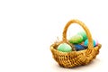 Coloured Easter eggs in the basket