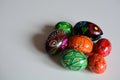 Coloured Easter eggs on white background