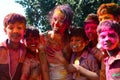 Coloured faces during Holi celebration. Jaipur. Rajasthan. India Royalty Free Stock Photo