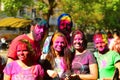 Coloured faces during holi celebration near Pune