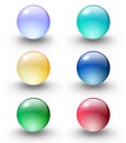 Coloured glass ball/web button