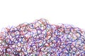 Coloured ink pen scribbled wavy messy tengled lines on white background
