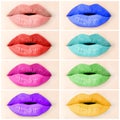 Coloured lips collage
