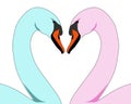 Coloured Love Swans