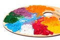 Coloured oil paint and brushes on the palette Royalty Free Stock Photo