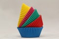 Coloured Paper Pans baking cups for cupcakes and muffins Royalty Free Stock Photo