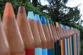 coloured pencil fence kindergarten school Royalty Free Stock Photo