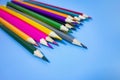Coloured pencils arranged neatly