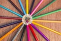 Coloured pencils arranged neatly